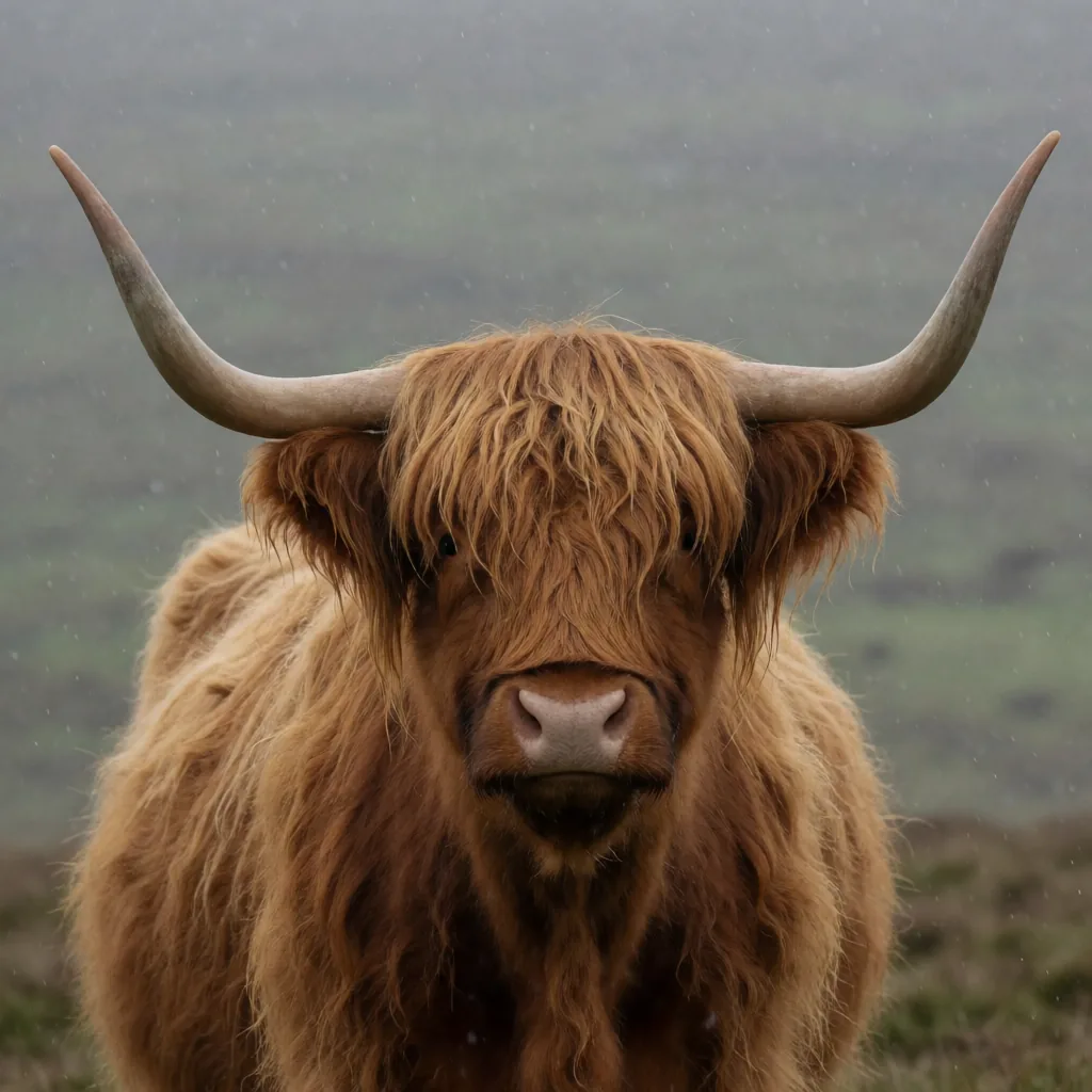 Highland cow, overcast
