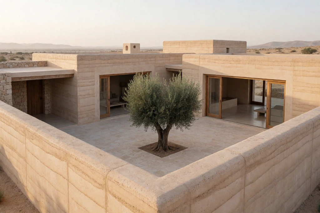 Rammed-earth desert courtyard