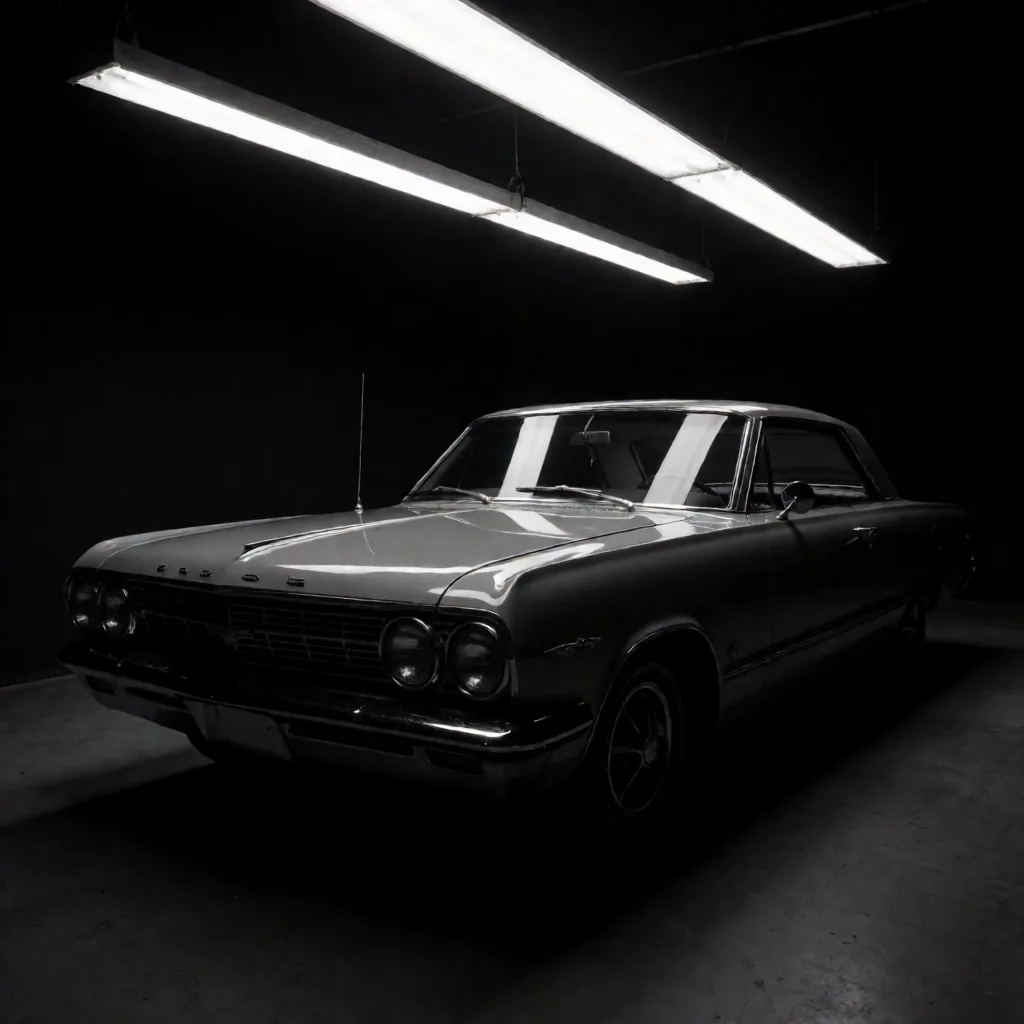 Classic coupe, studio strip lights