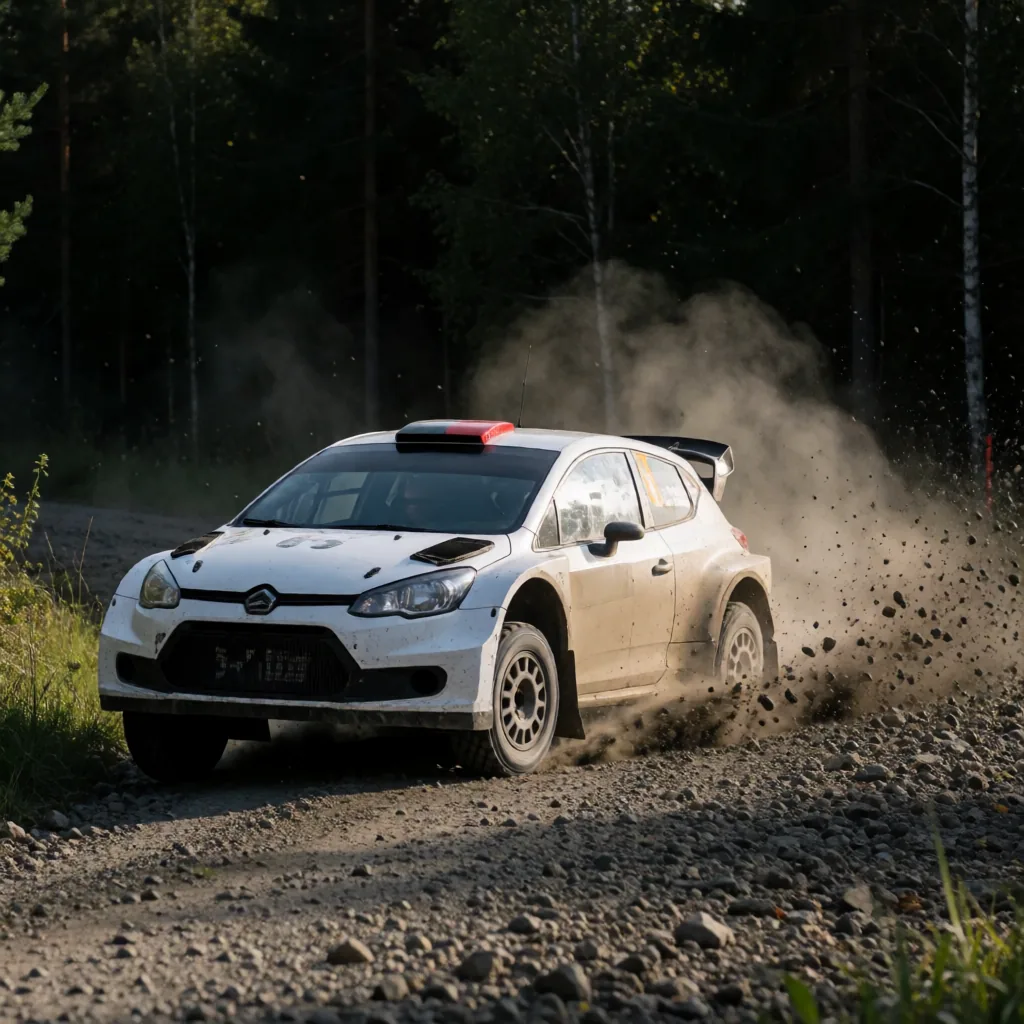 Rally car on gravel