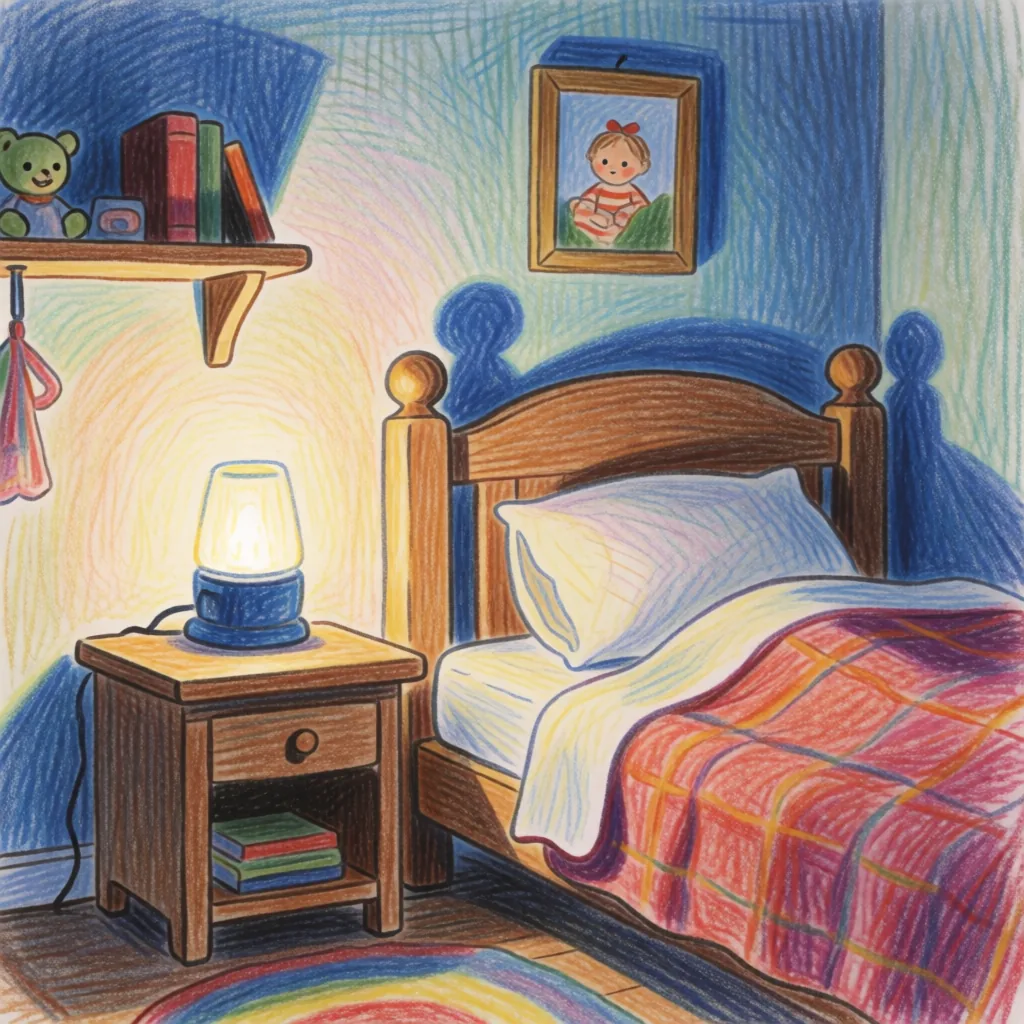 Pencil crayon bedtime scene