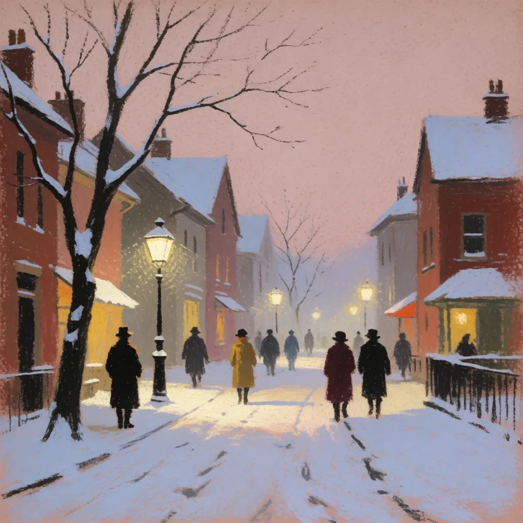 Soft pastel winter street