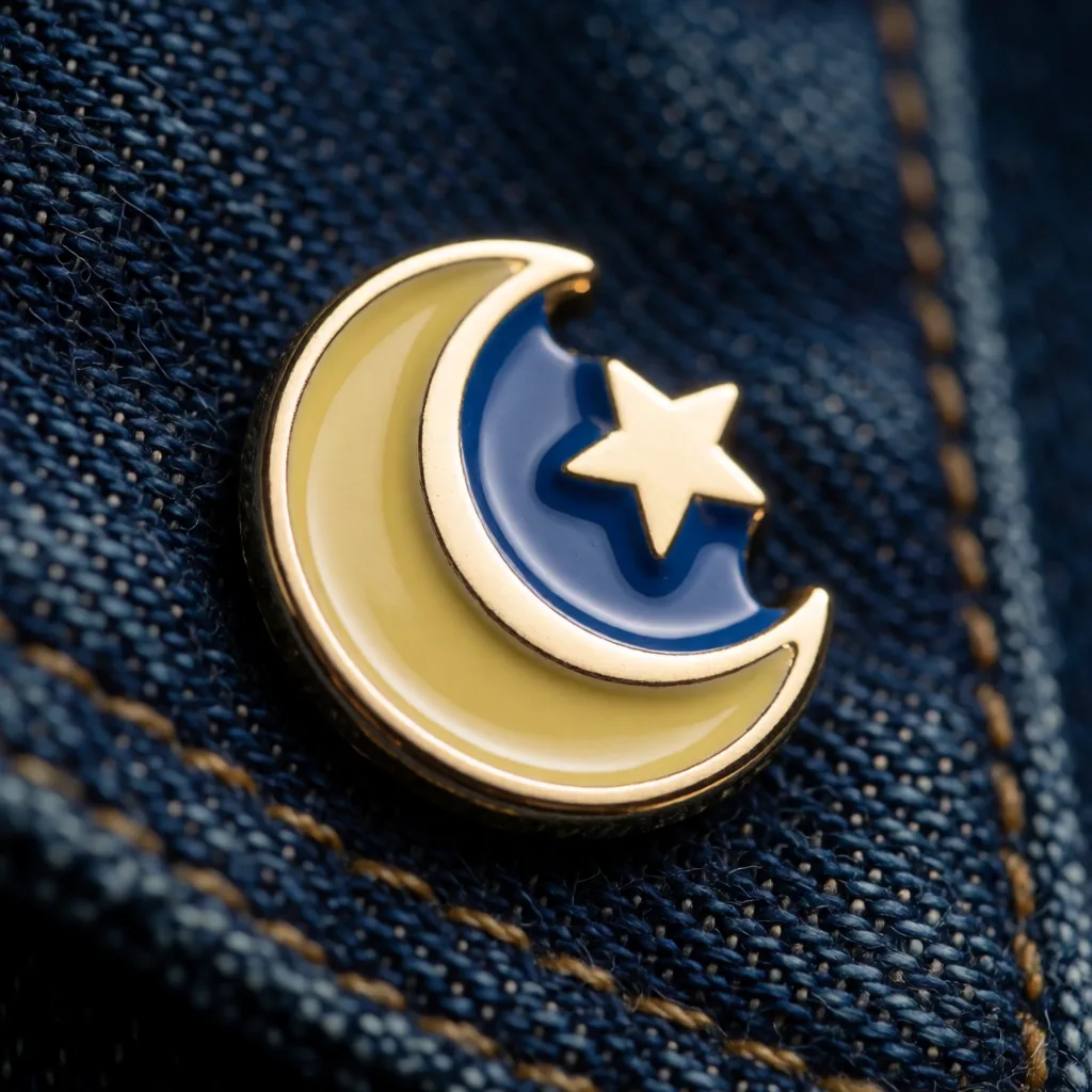 Enamel pin on denim