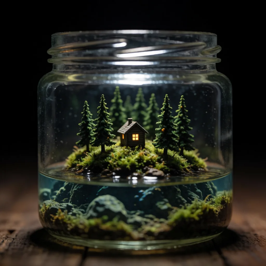 Resin diorama in a jar