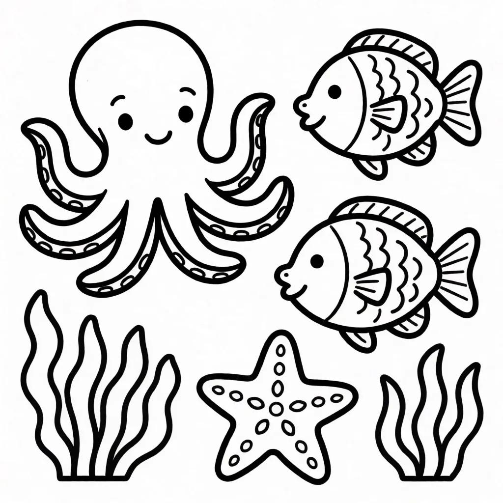 Coloring page: sea creatures