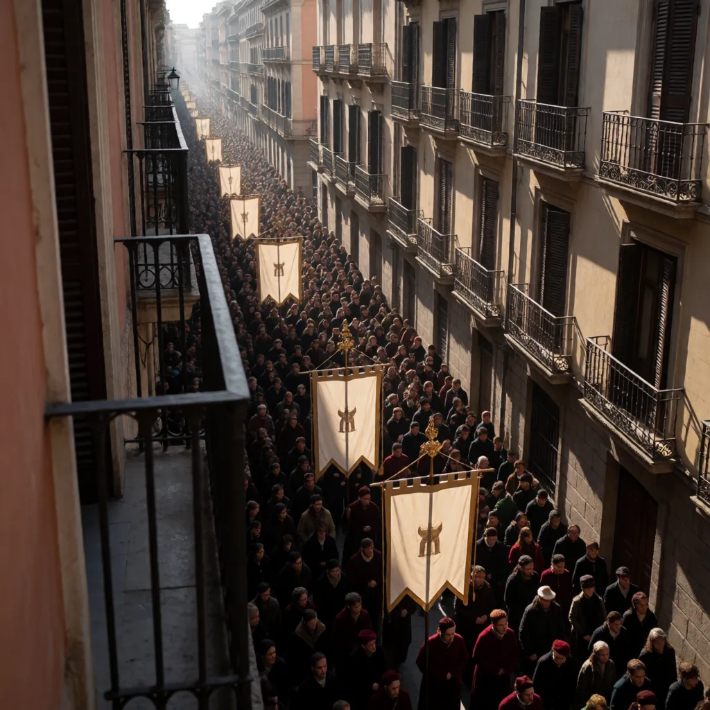 Procession in a narrow street