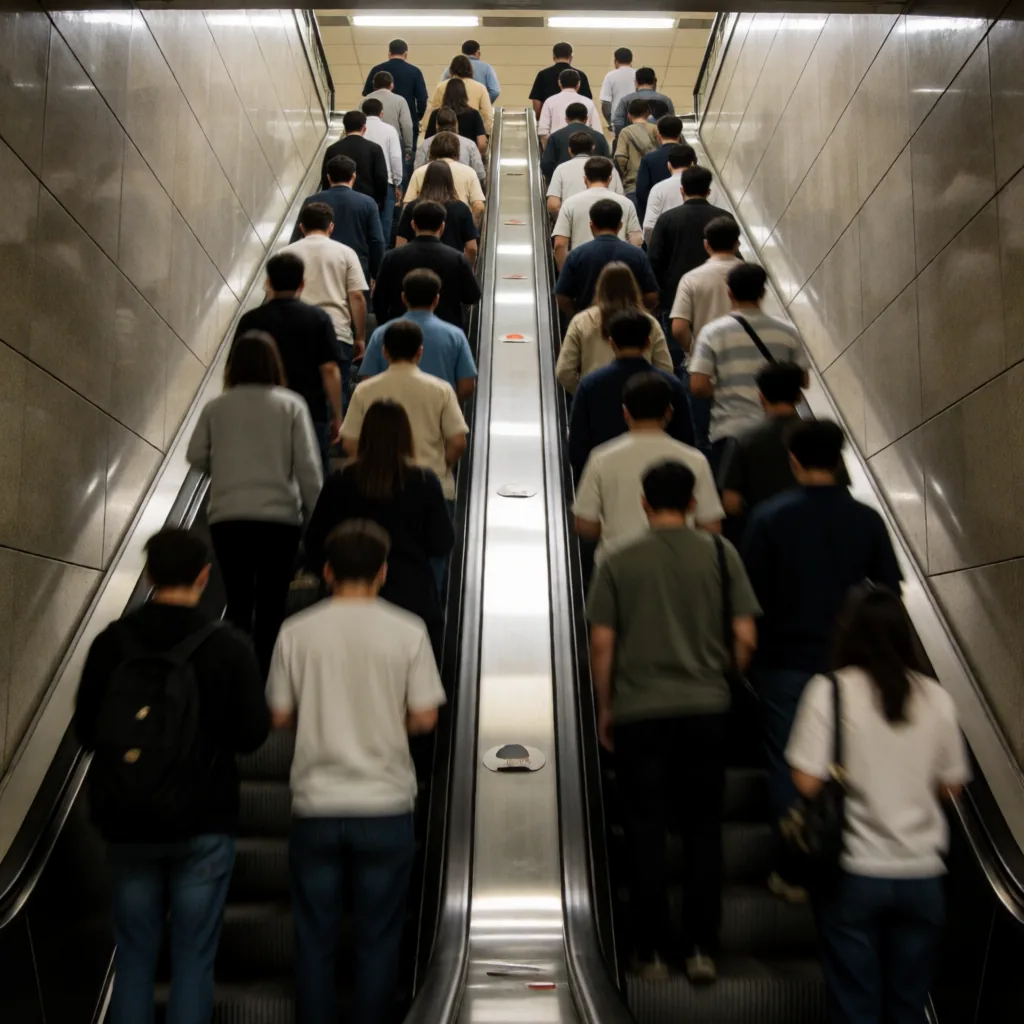 Escalators, morning rush