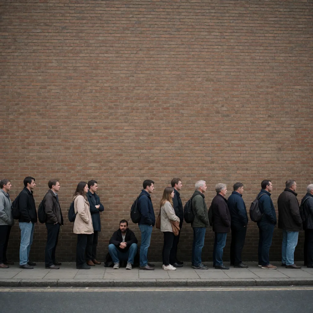 Queue along a wall