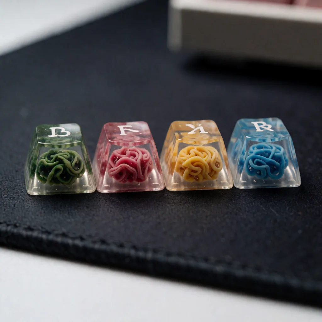 Text: four keycap legends came back as letter-shaped noise