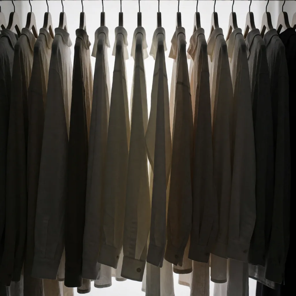 Composition: asked for the rail end-on as receding silhouettes, got it side-on with the hangers showing