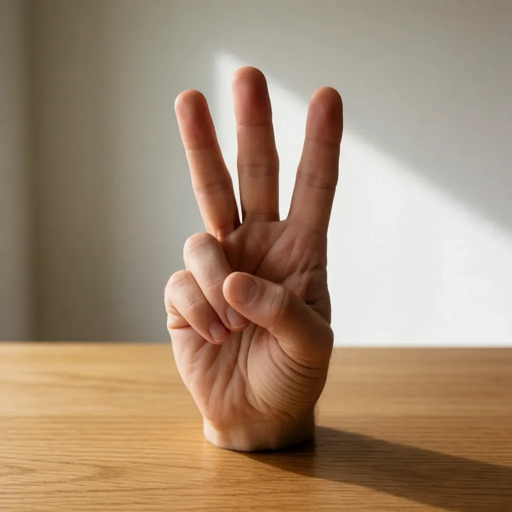 Digits: asked for exactly 3 fingers raised, and the hand carries six digits in total