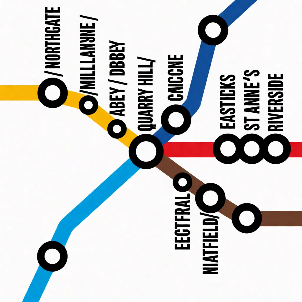 Text: specifying the names fixed four of nine; the small rotated labels still fail, MILL LANE became MILLLANYNE, CENTRAL became EECTFRAL