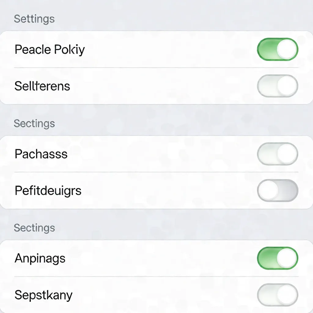 UI: the first section header reads 'Settings'; the next two degrade to 'Sectings'