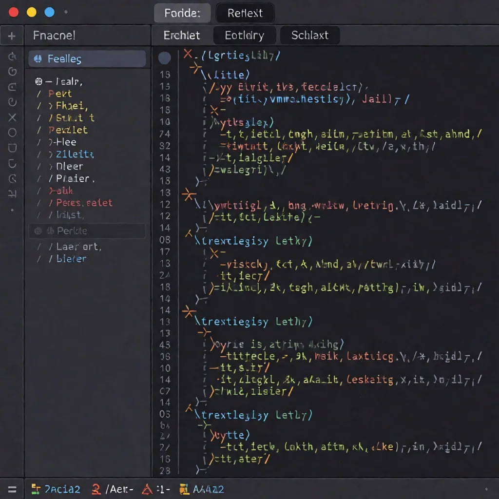 UI: a code editor renders as convincing syntax-coloured noise with no readable token