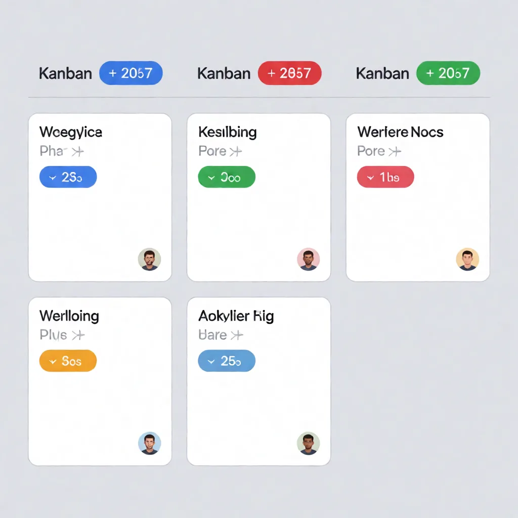 UI: all three columns are literally headed 'Kanban', the model rendered the word from the prompt