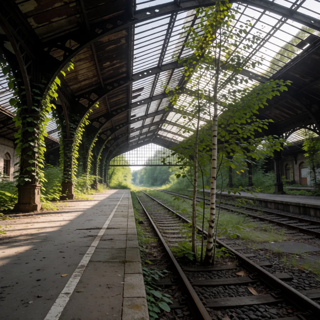 Overgrown transit hall