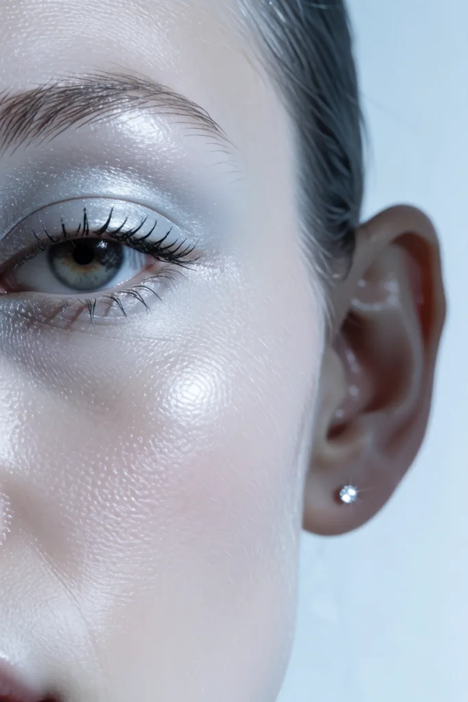 Icy silver eye and crystal stud
