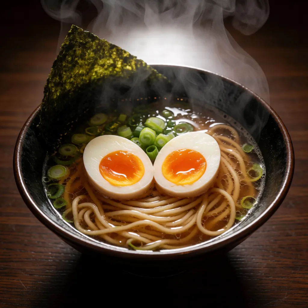 Ramen bowl, overhead steam