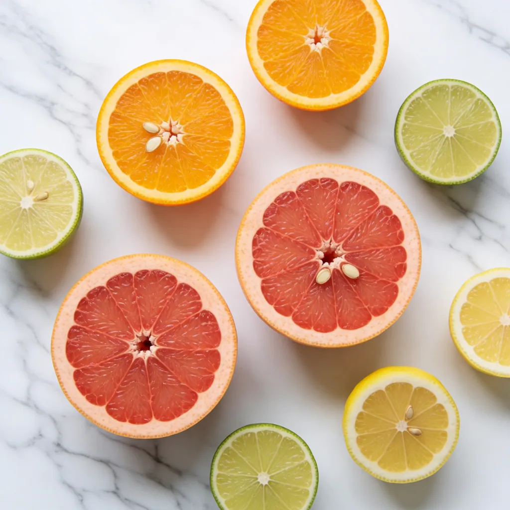 Citrus cross-sections on marble