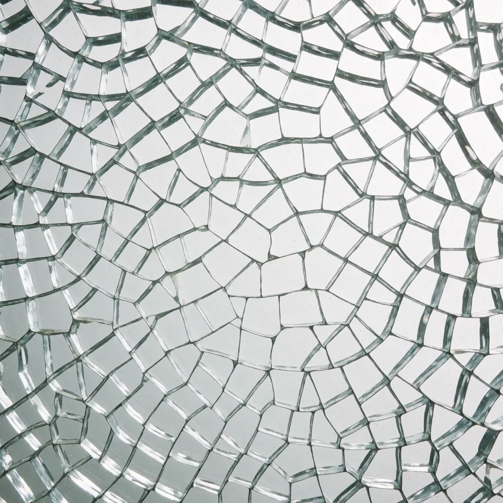 Broken safety glass