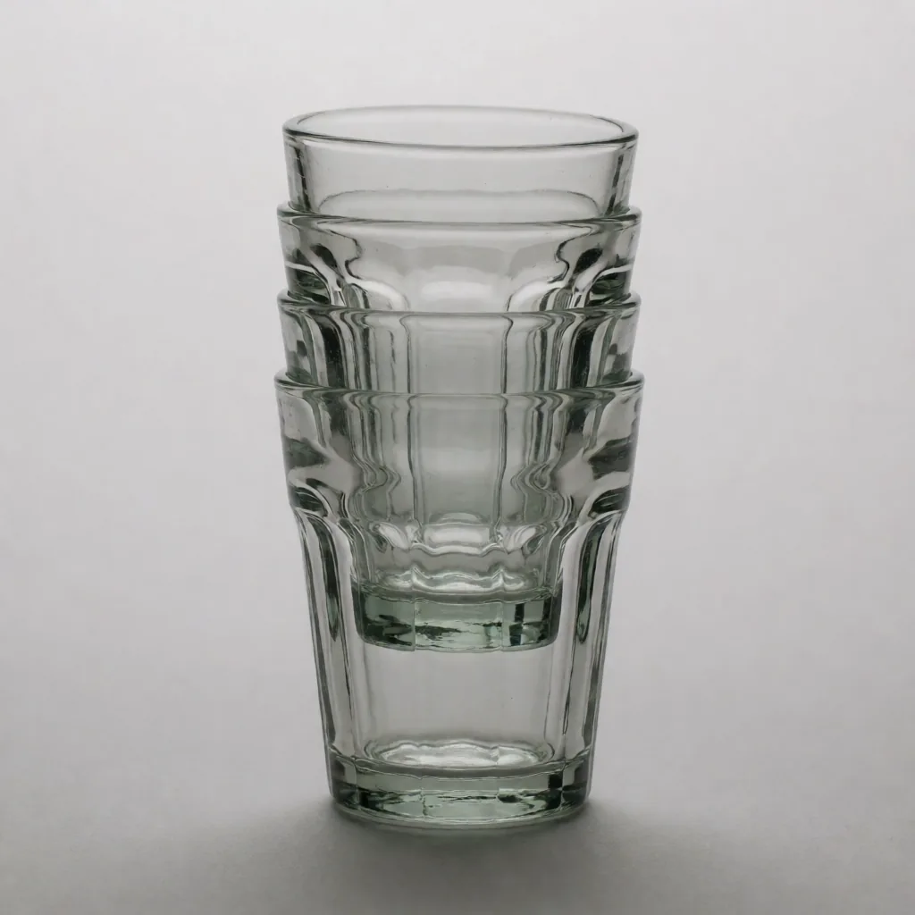 Stacked tumblers, refraction