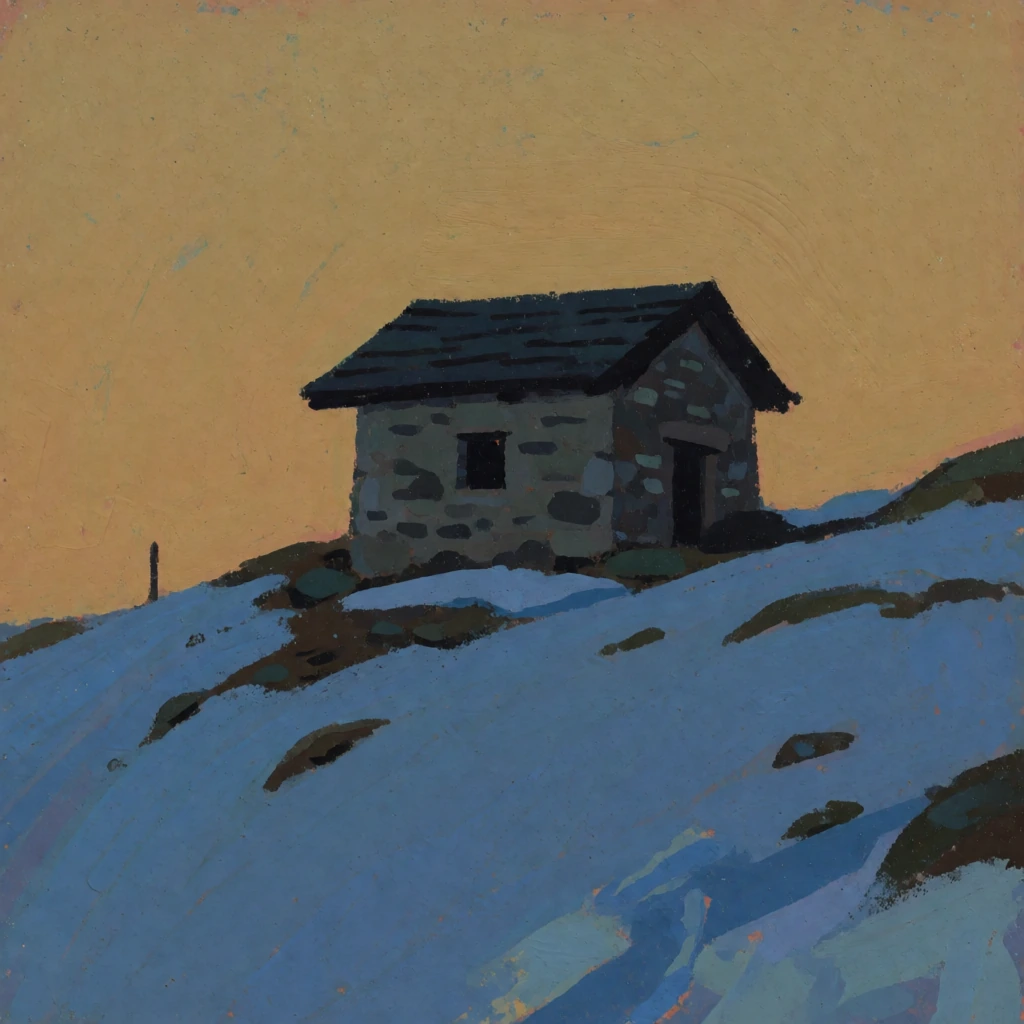 Gouache mountain hut