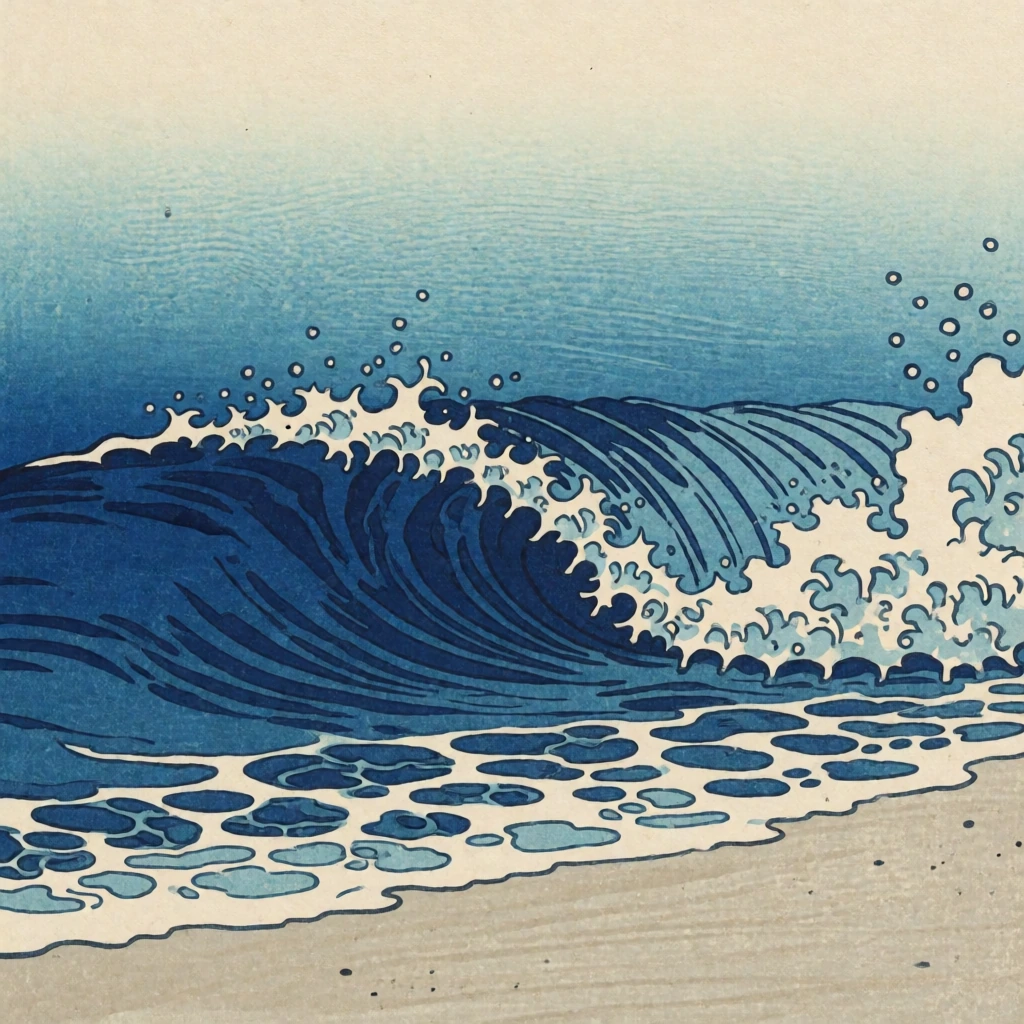 Woodblock wave study