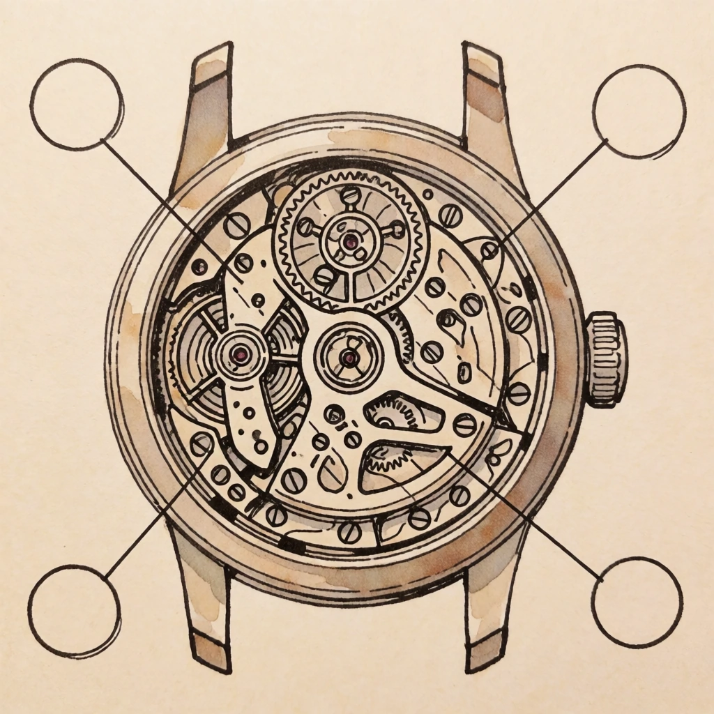 Technical cutaway, hand-drawn