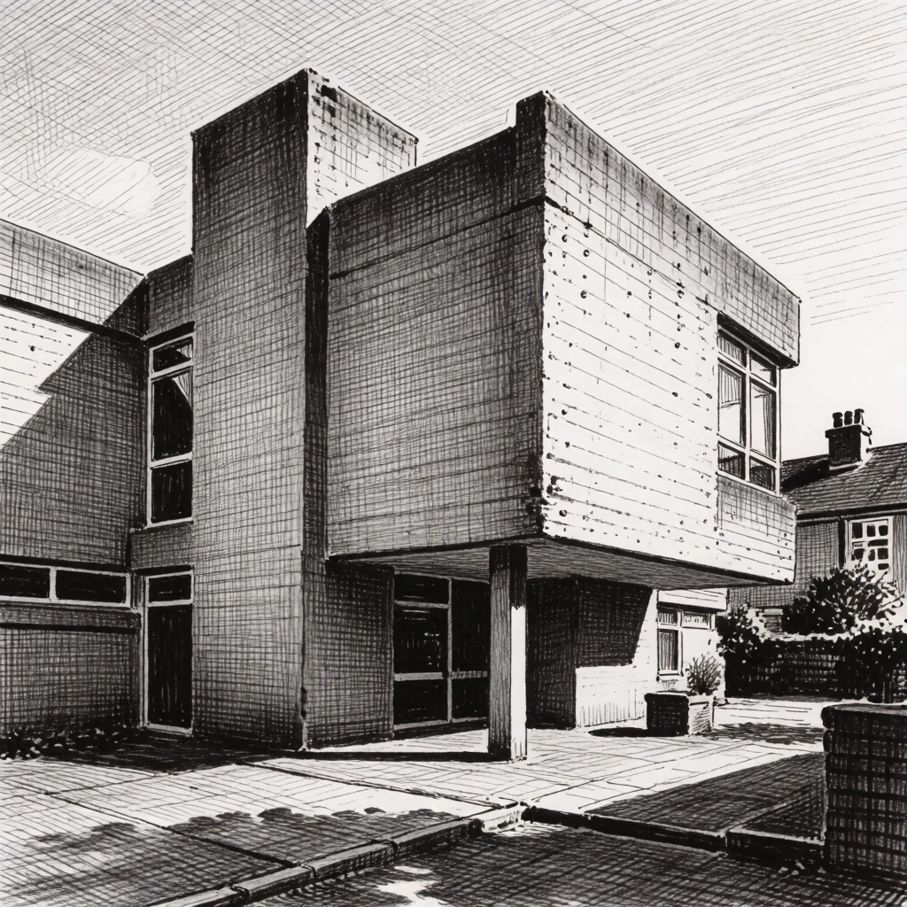 Brutalist architecture, ink