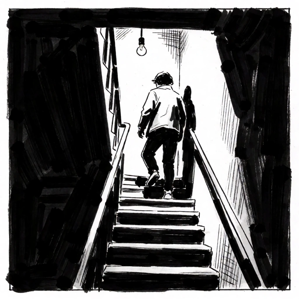Comic panel, chiaroscuro