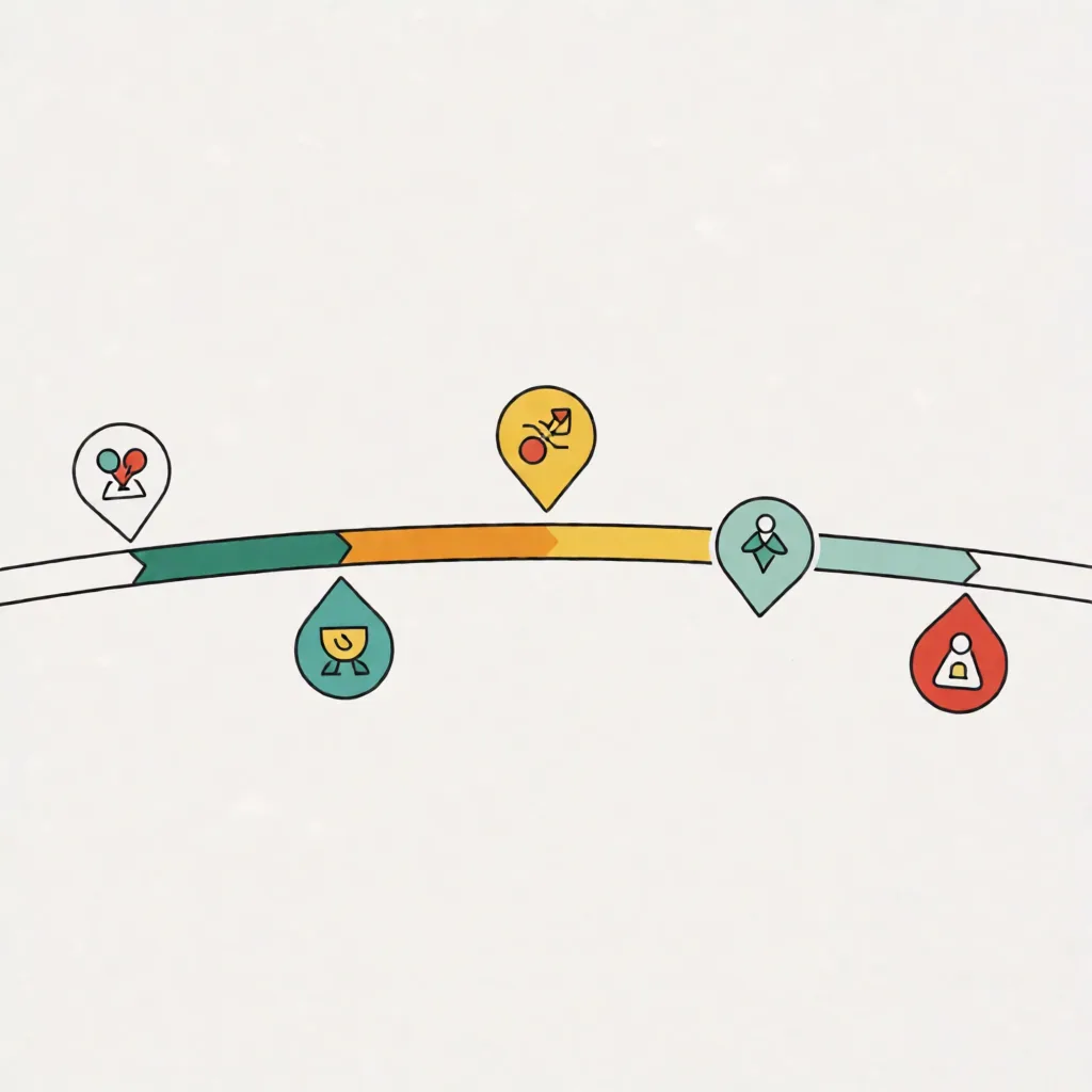 Timeline ribbon, five markers