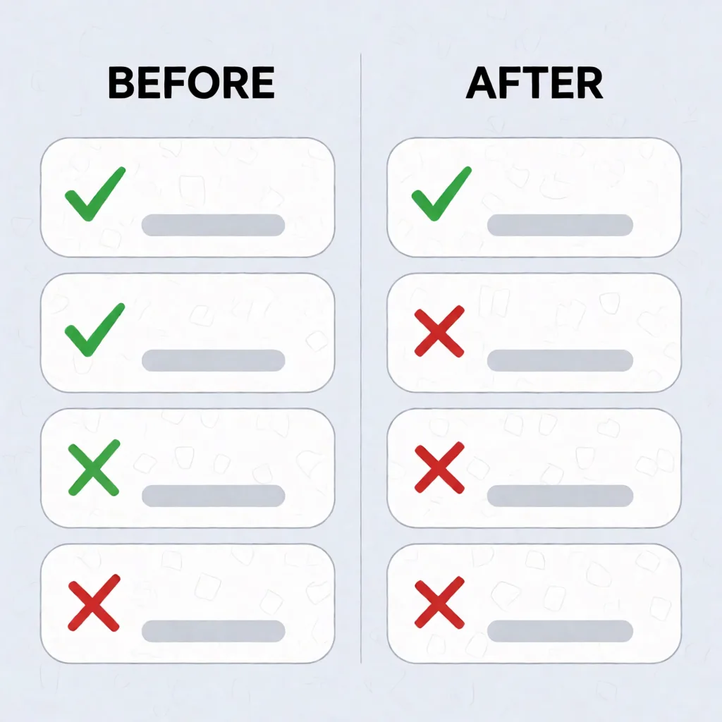 Comparison table, two columns