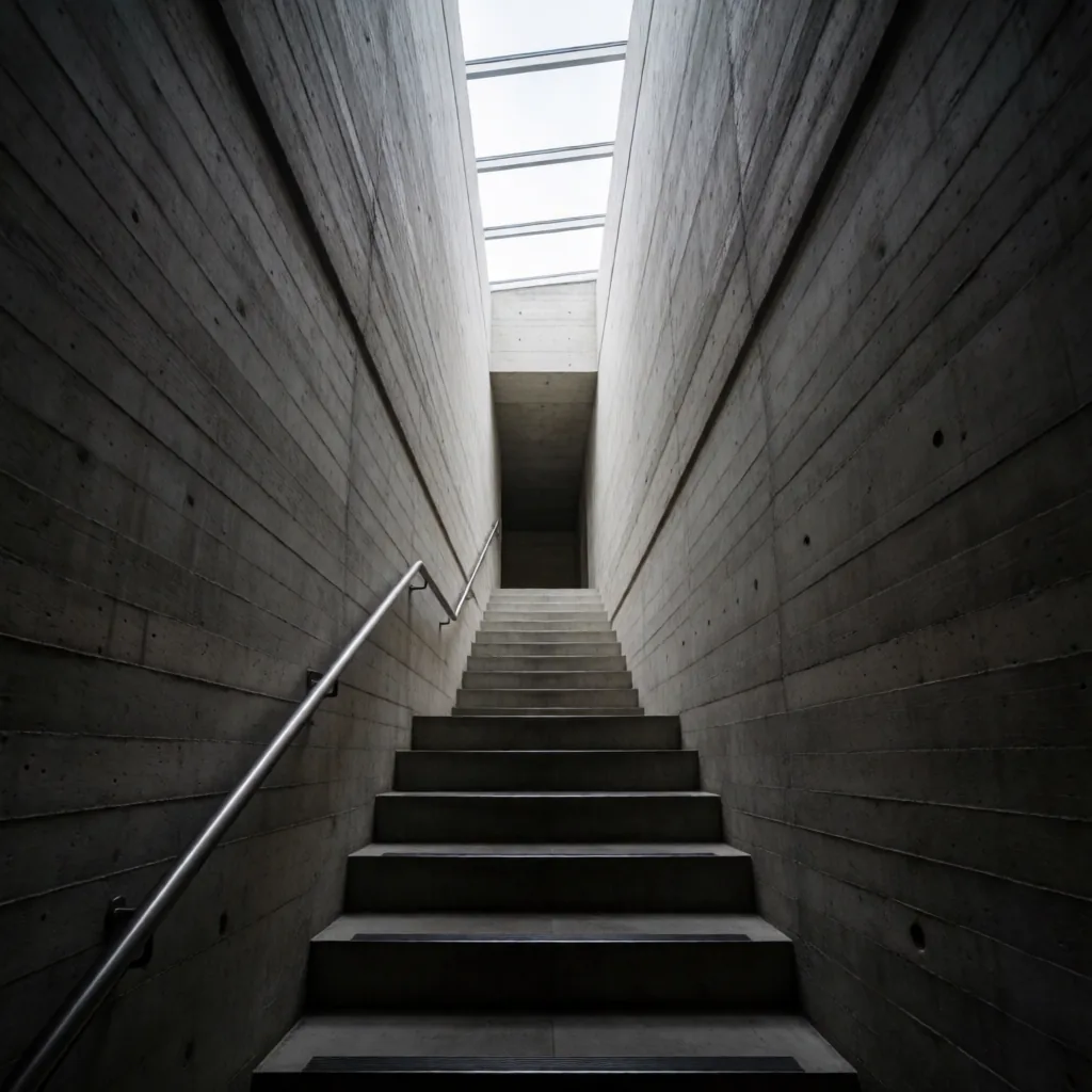 Concrete stairwell, top light