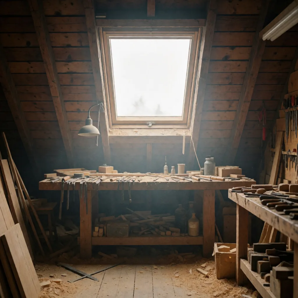 Attic workshop, north light