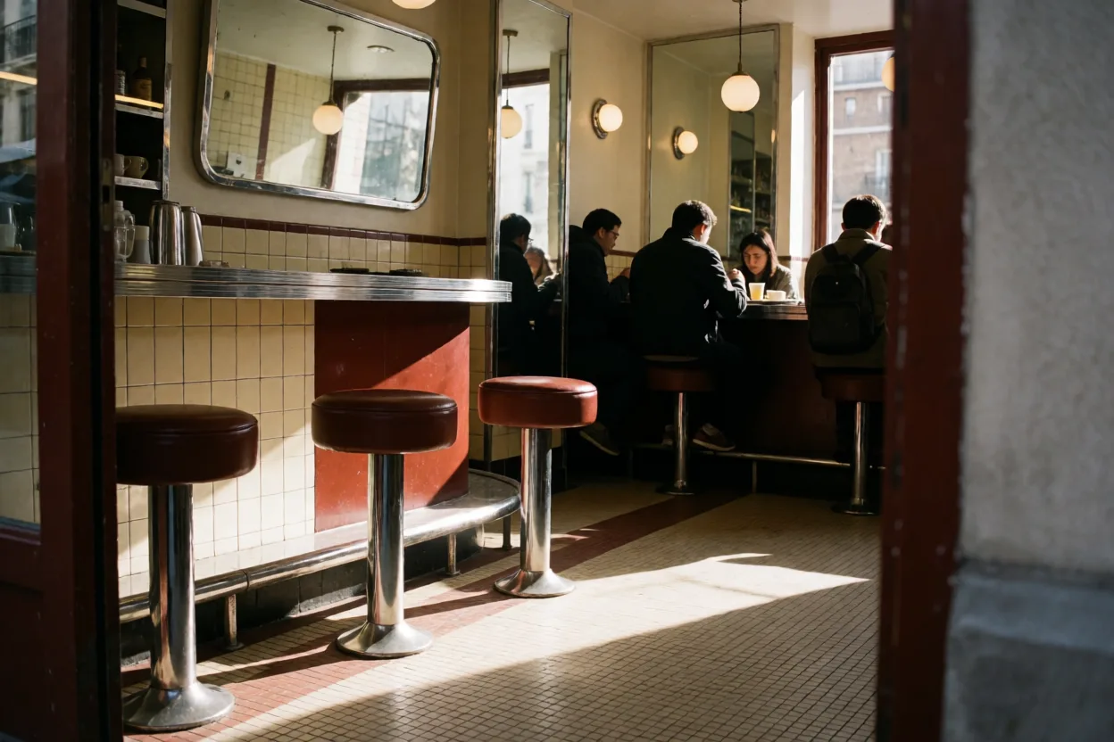 Oxblood counter neighborhood cafe