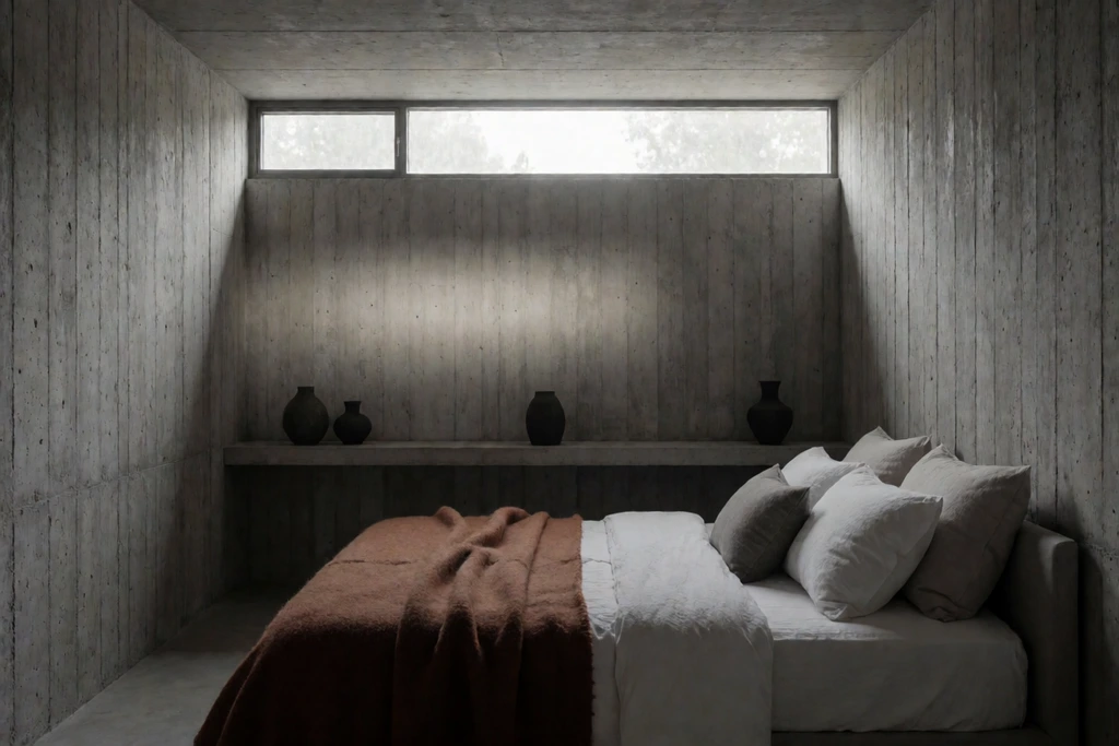 Brutalist clerestory bedroom