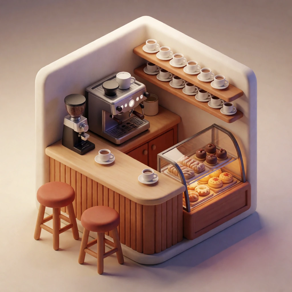 Isometric coffee bar