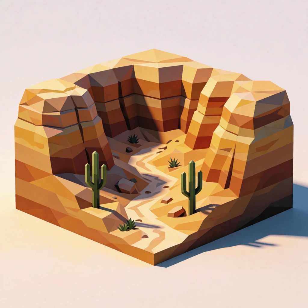 Low-poly desert canyon