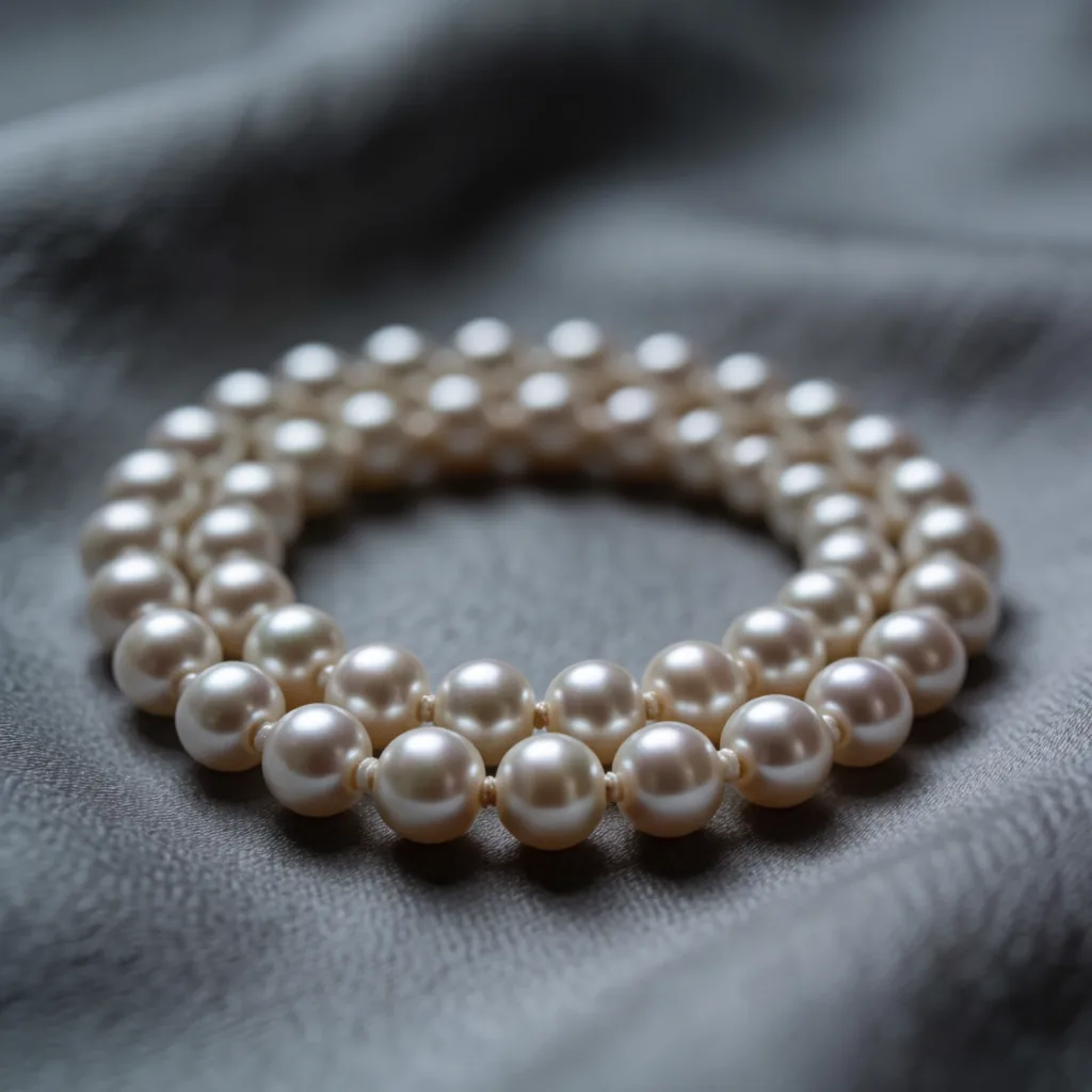Pearl strand on silk