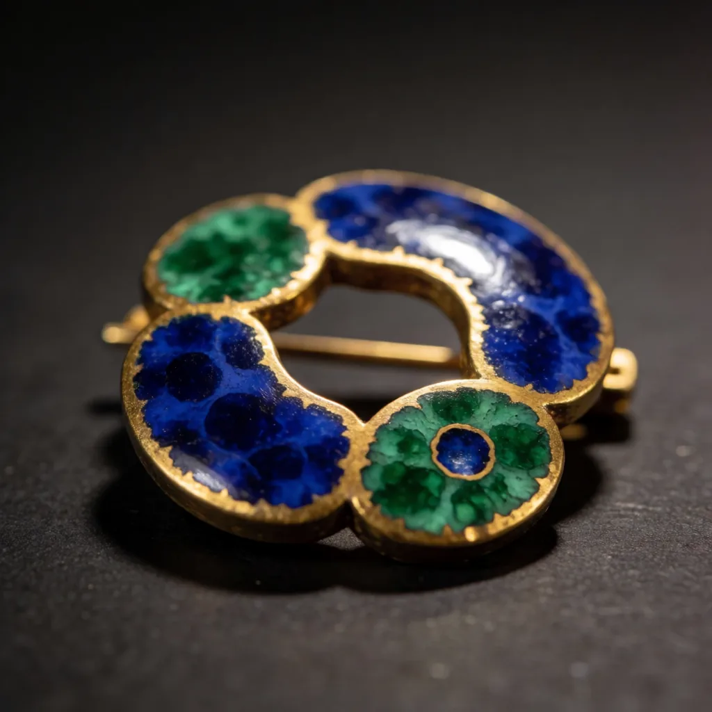 Enamel and gold brooch