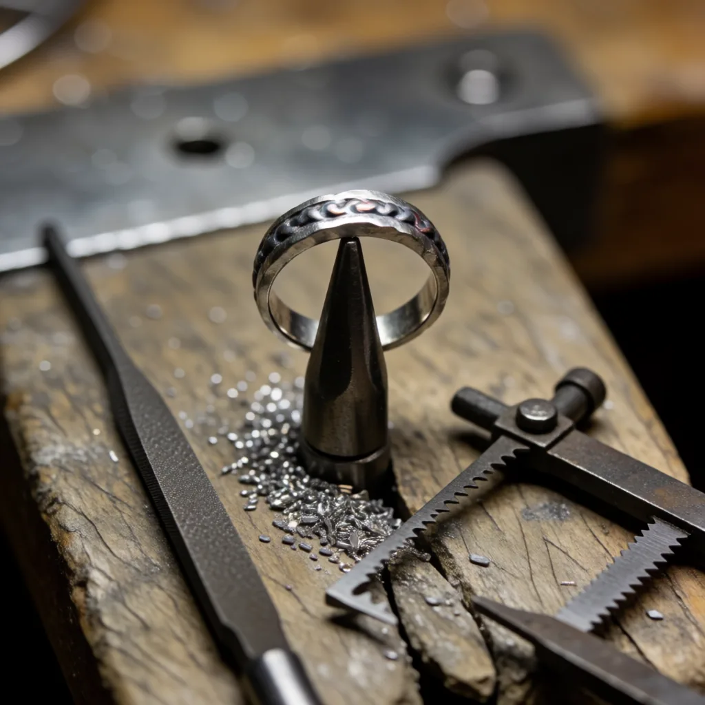 Ring in a bench vice