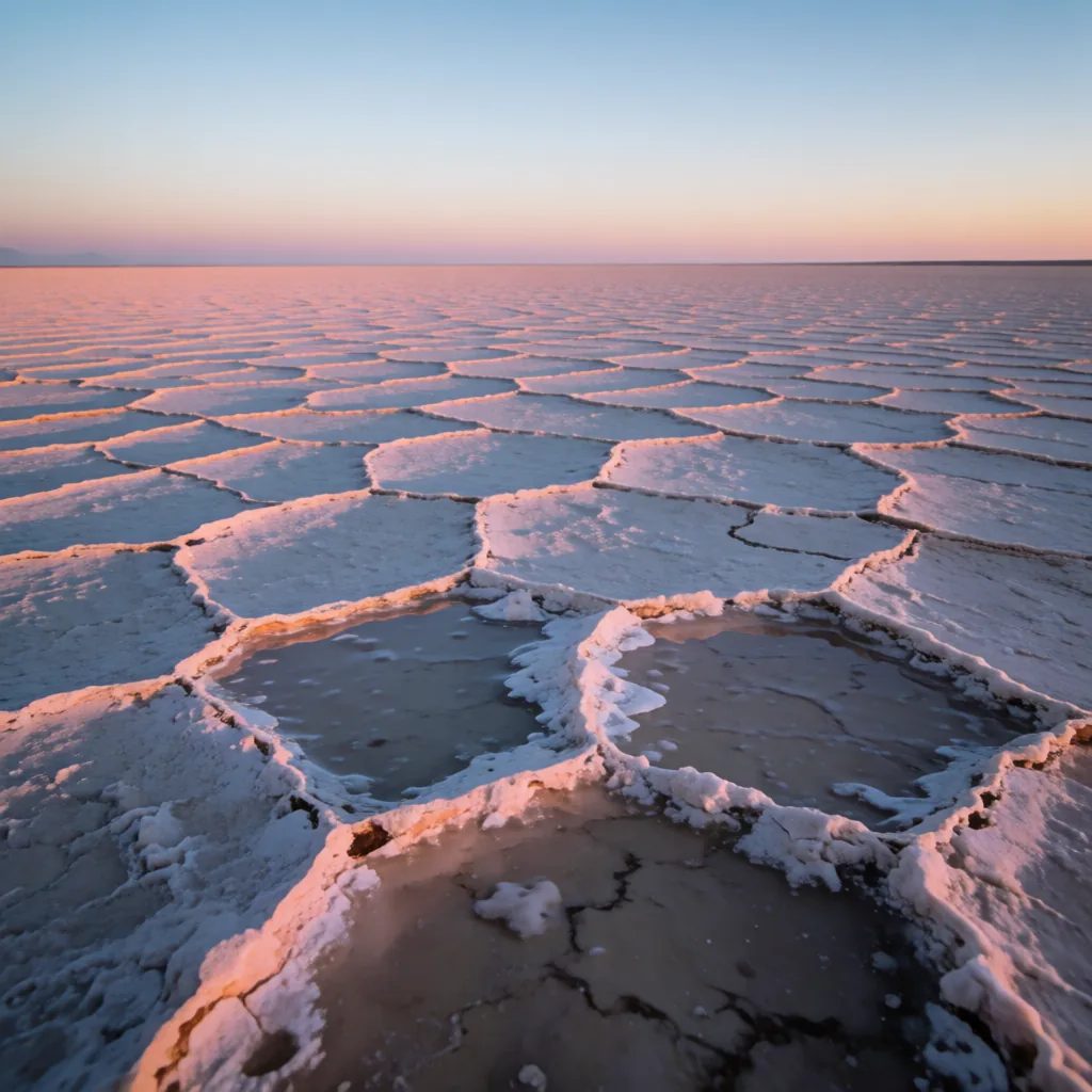 Salt flat at dusk