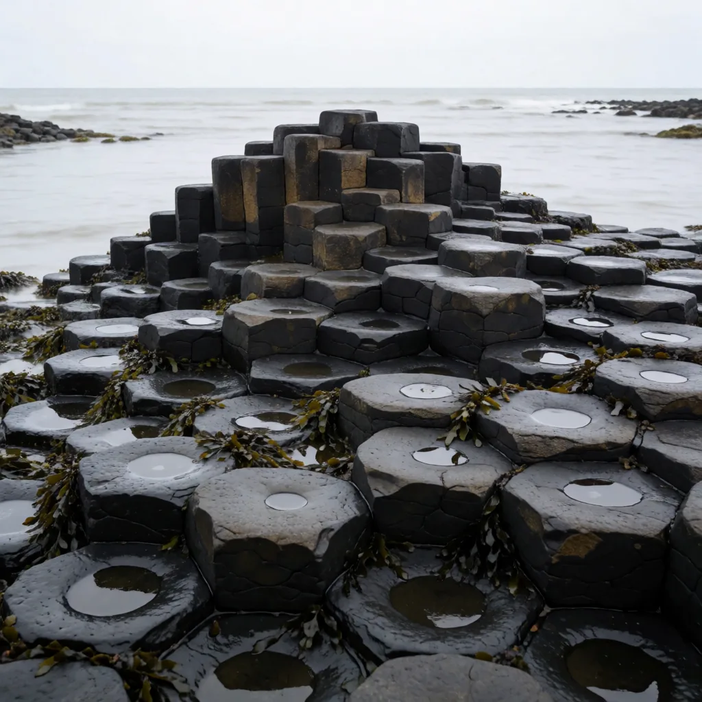 Basalt columns at low tide