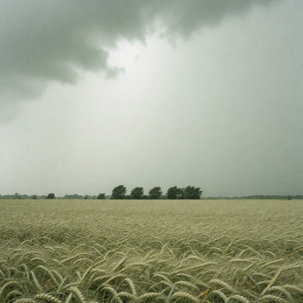 Wheat field before rain