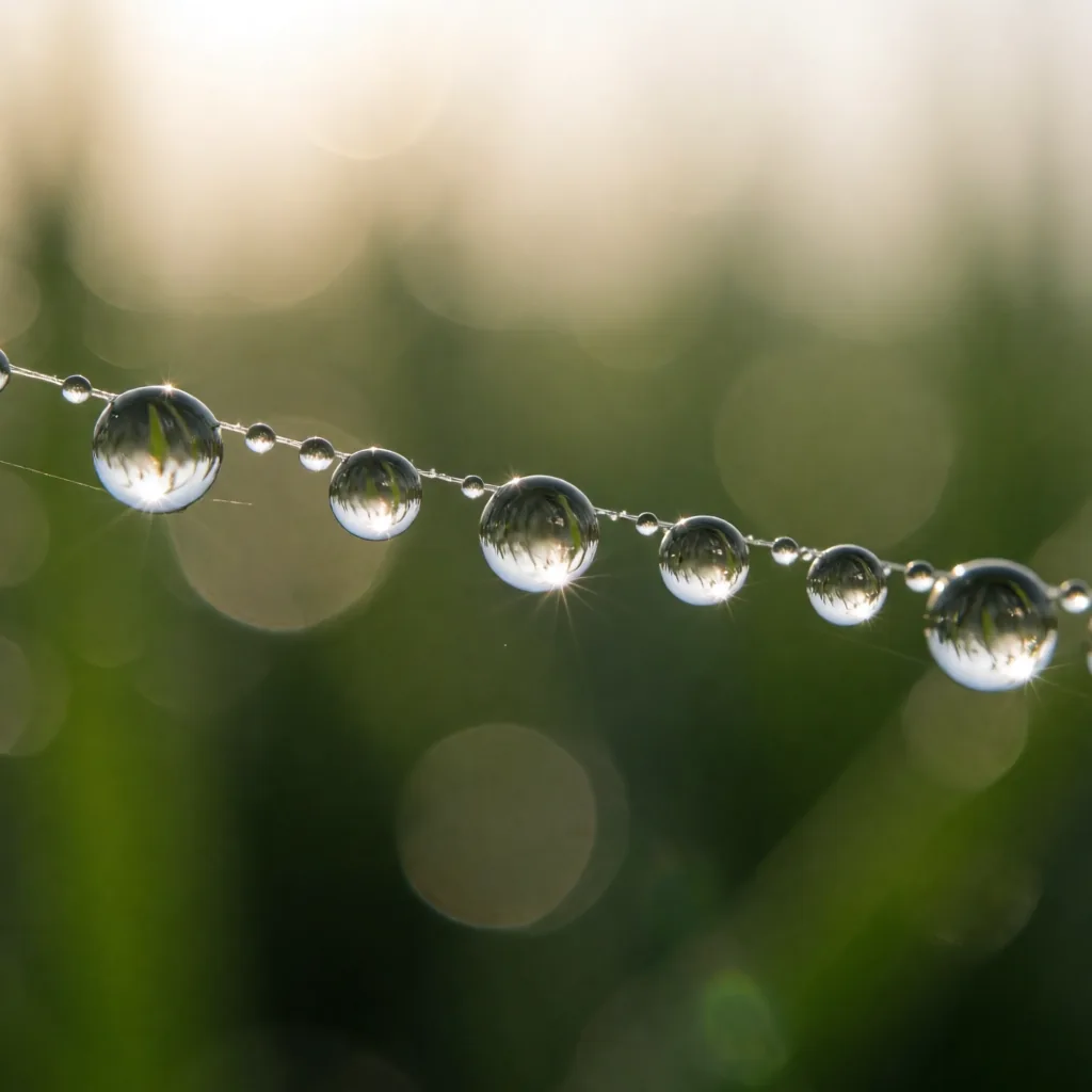 Dew on spider silk