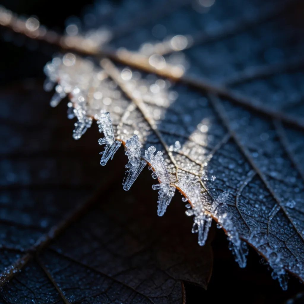 Frost on a leaf edge