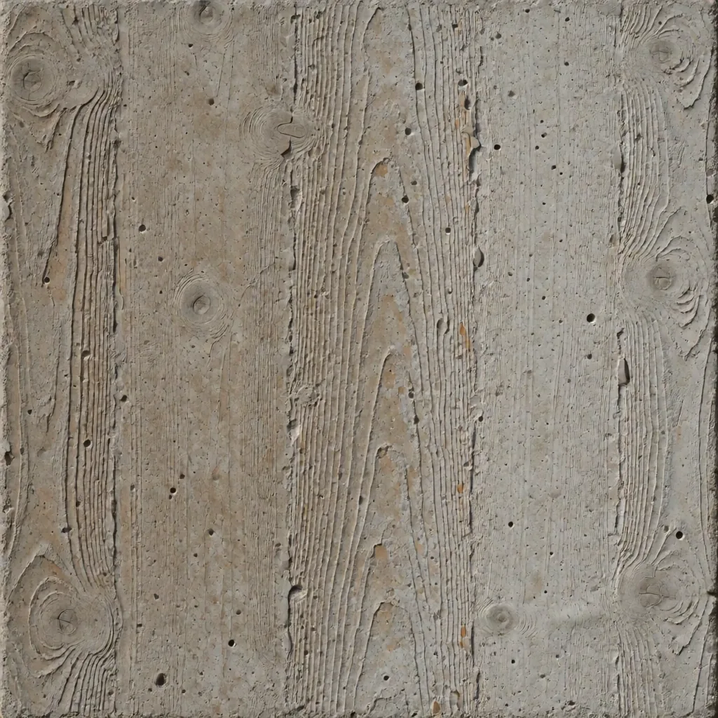 Raw concrete, board-marked