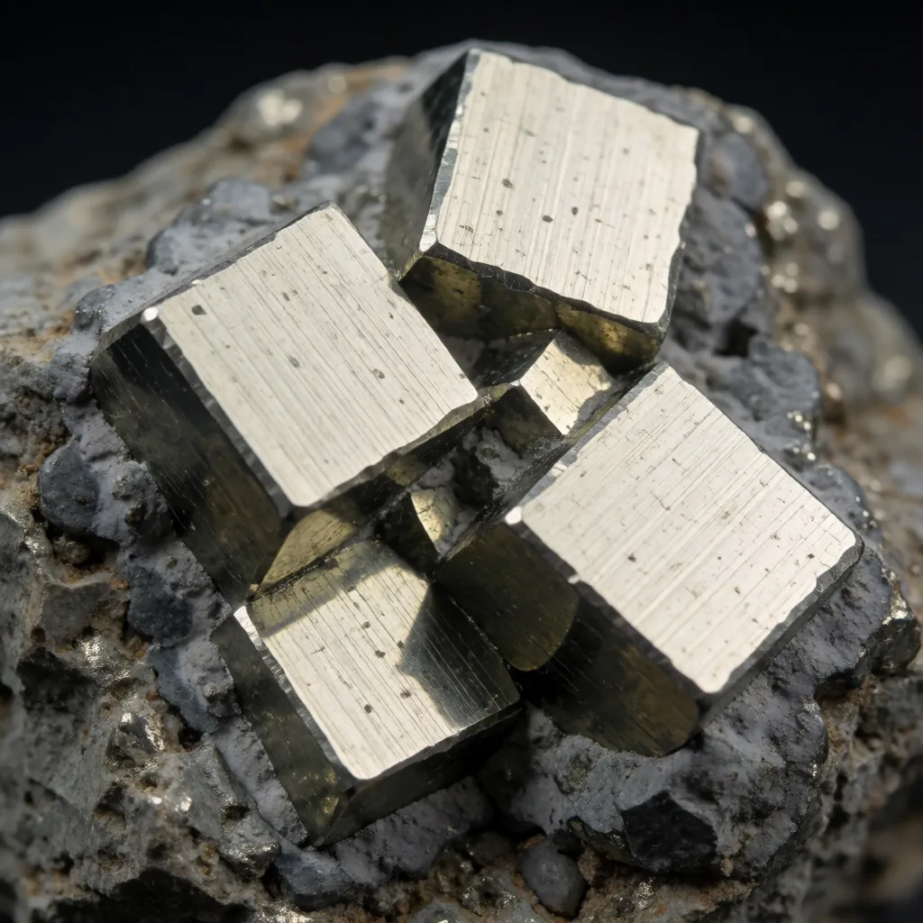 Pyrite cubes in matrix