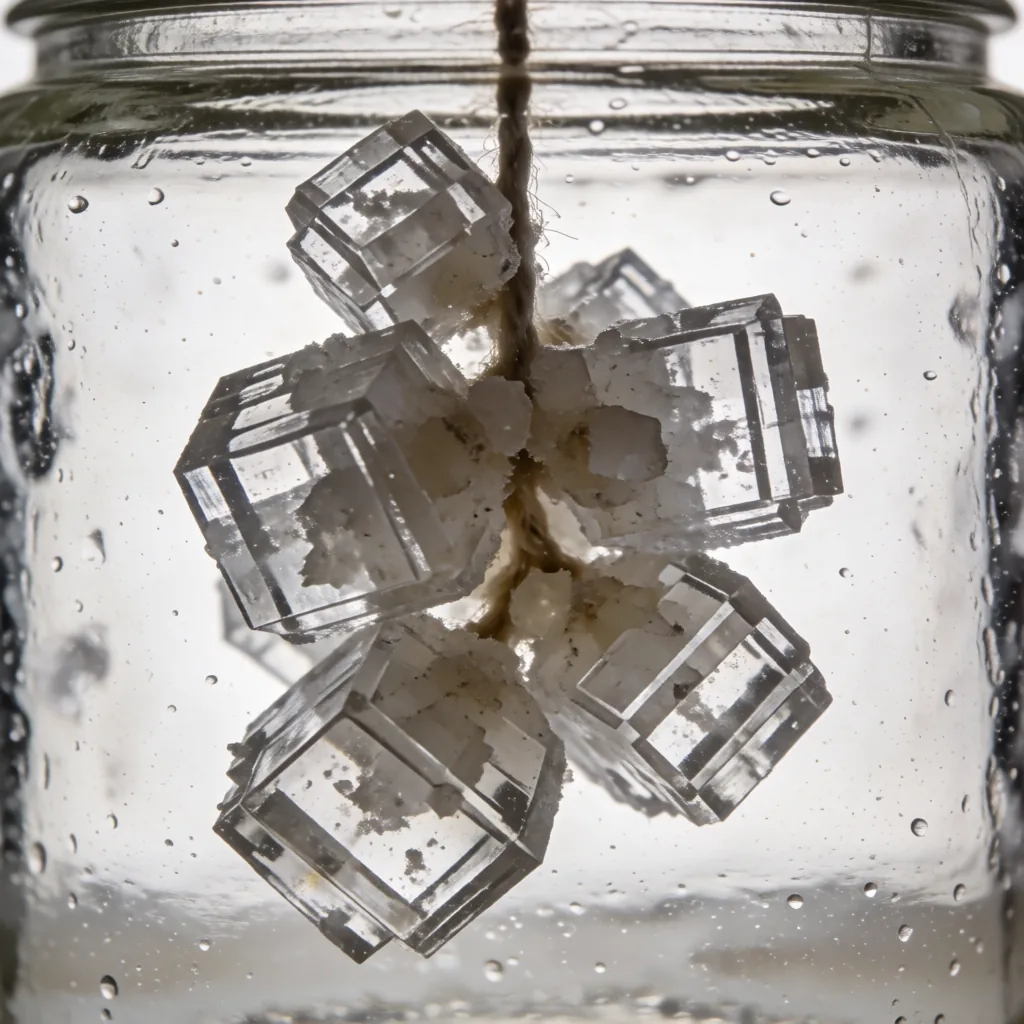 Salt crystals growing