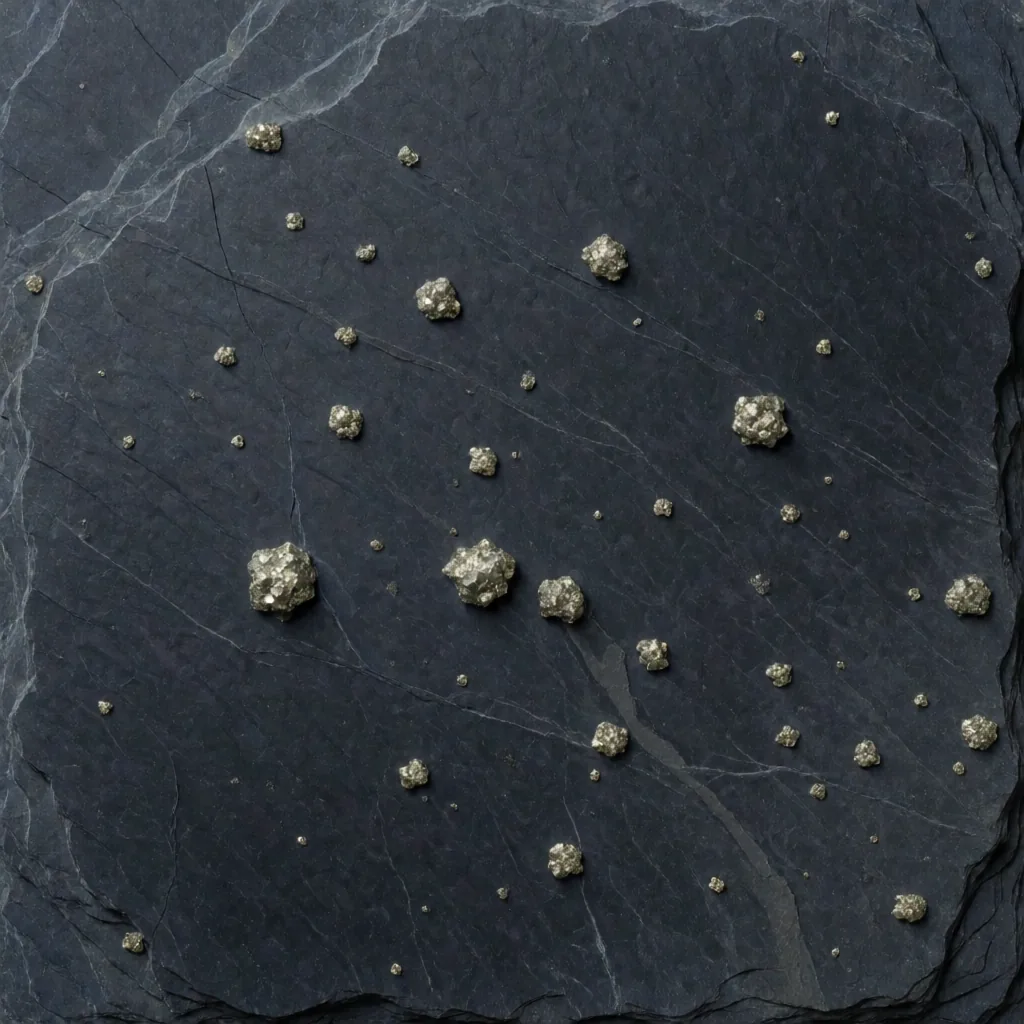 Slate with pyrite bloom